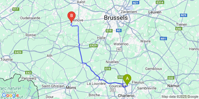 Map: Charleroi Airport Brussels South (CRL) to Eichem