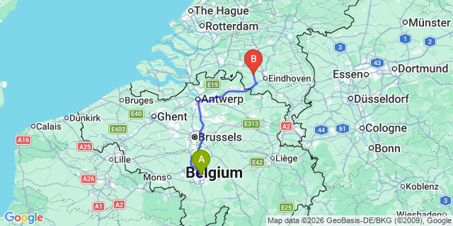 Map: Charleroi Airport Brussels South (CRL) to Enkhuizen