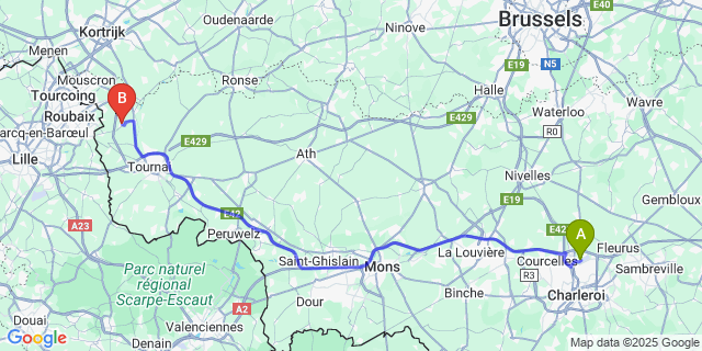 Map: Charleroi Airport Brussels South (CRL) to Estaimbourg