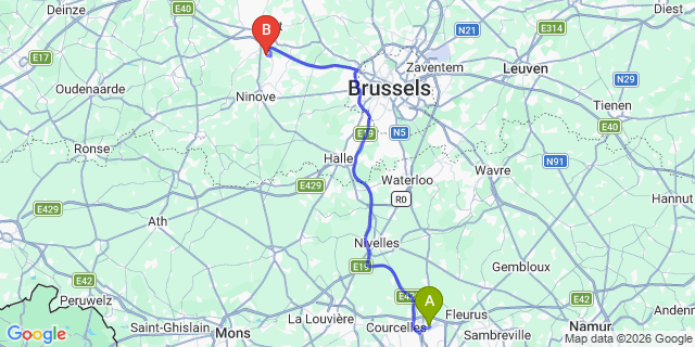 Map: Charleroi Airport Brussels South (CRL) to Fourmies