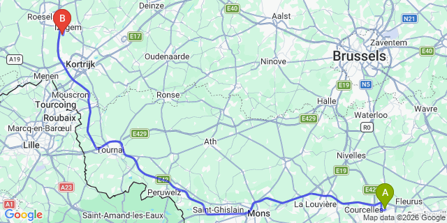 Map: Charleroi Airport Brussels South (CRL) to Hem
