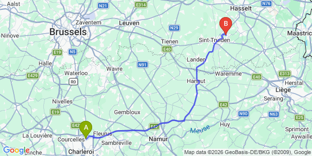 Map: Charleroi Airport Brussels South (CRL) to Huizen