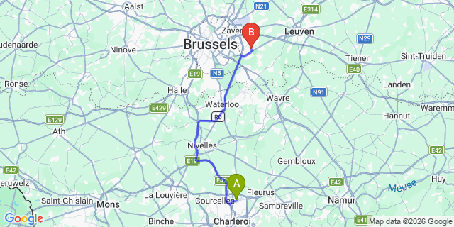 Map: Charleroi Airport Brussels South (CRL) to Lansingerland