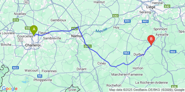 Map: Charleroi Airport Brussels South (CRL) to My