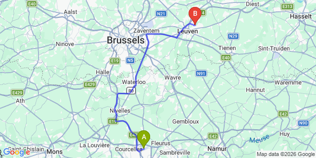 Map: Charleroi Airport Brussels South (CRL) to Nouzonville