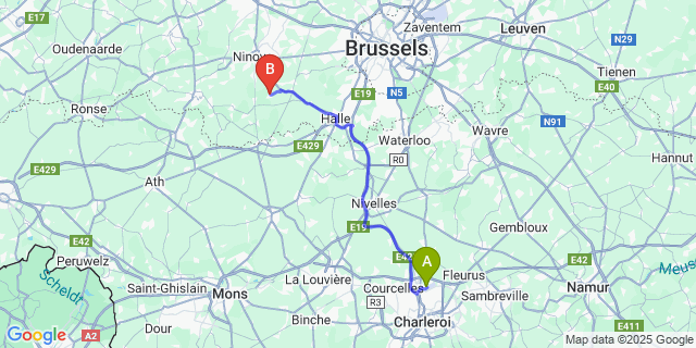 Map: Charleroi Airport Brussels South (CRL) to Oetingen