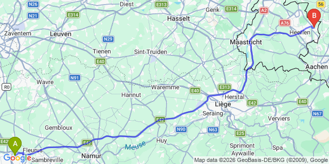 Map: Charleroi Airport Brussels South (CRL) to Pont-à-Mousson