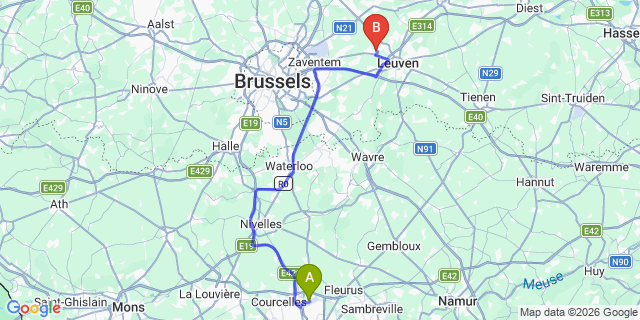 Map: Charleroi Airport Brussels South (CRL) to Revin