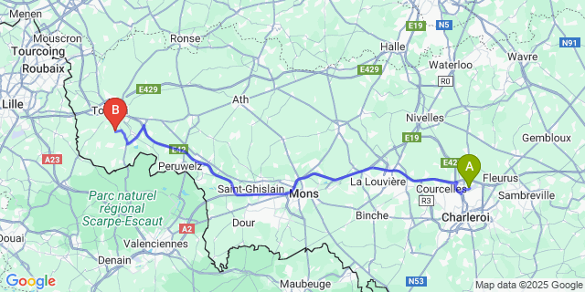 Map: Charleroi Airport Brussels South (CRL) to Saint-Maur