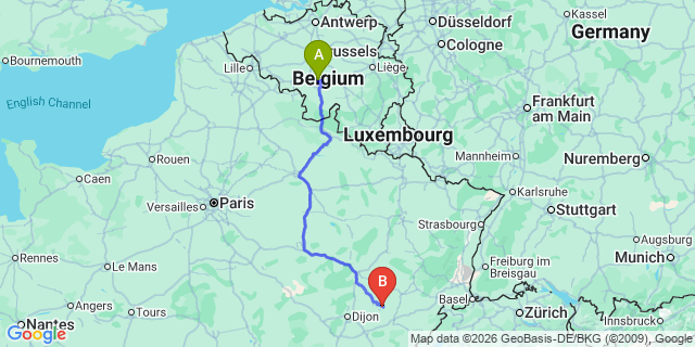 Map: Charleroi Airport Brussels South (CRL) to Stein