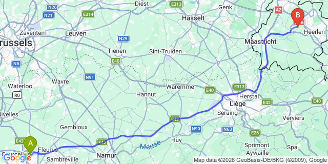 Map: Charleroi Airport Brussels South (CRL) to Toul