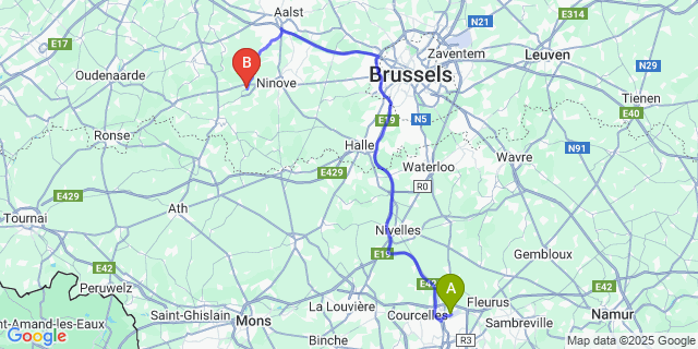 Map: Charleroi Airport Brussels South (CRL) to Voorde