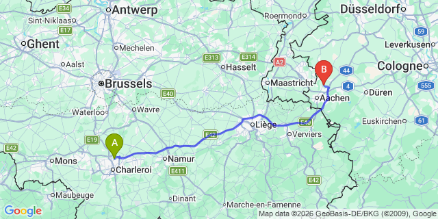 Map: Charleroi Airport Brussels South (CRL) to Voorst