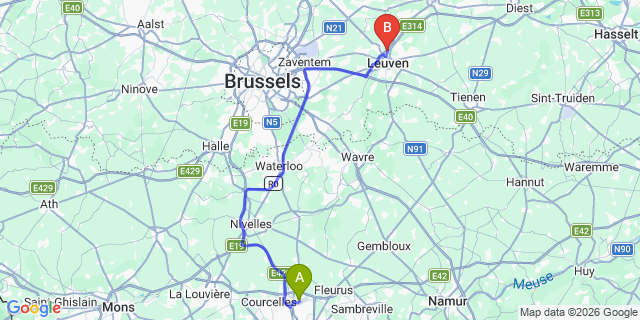 Map: Charleroi Airport Brussels South (CRL) to Vouziers