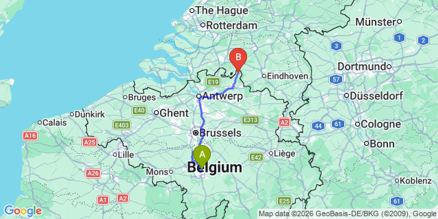 Map: Charleroi Airport Brussels South (CRL) to Weesp